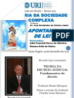 Apontamentos de Leitura - Lorenzetti - TEORIA DA DECISÃO JUDICIAL