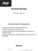 Formula Review: Business Math I