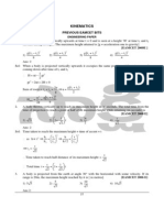 Kinematics: Previous Eamcet Bits