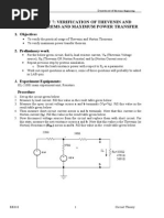 Experiment 7: Verification of Thevenin and Norton Theorems and Maximum Power Transfer