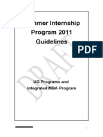 Summer Internship Program 2011 Guidelines: UG Programs and Integrated MBA Program