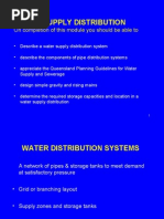 Water Supply Distribution: On Completion of This Module You Should Be Able To