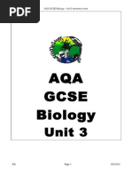 AQA Biology Seperate Science (Unit3) Summary Notes