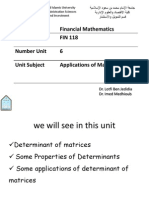 Financial Mathematics Course FIN 118 Unit Course 6 Number Unit Applications of Matrices Unit Subject