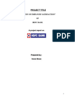 Project Report On Employees Satisfaction Regarding HDFC Bank