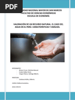 Valoración de Un Recurso Natural. Caso Del Agua en El Perú. Características y Análisis