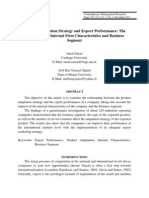 Product Adaptation Strategy and Export Performance: The Impacts of The Internal Firm Characteristics and Business Segment