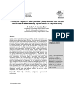 A Study On Employees' Perception On Quality of Work Life and Job Satisfaction in Manufacturing Organization - An Empirical Study