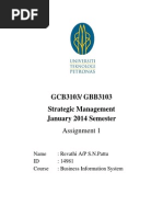 GCB3103/ GBB3103 Strategic Management January 2014 Semester: Assignment 1