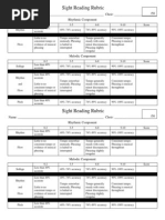 Sight Reading Rubric