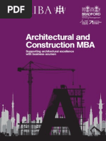 Architectural and Construction MBA: Supporting Architectural Excellence With Business Acumen