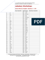 Vocabulary Workshop:: 1000 Most Common Words in English - Numbers 1 - 250