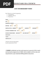 Freedom Park Sda Church: Amo Membership Form