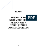 Mijloace de Informare Şi de Rezolvare A Nemulţumirii Consumatorilor