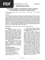 Regression Equation For Estimation of Femur Length in Central Indians From Inter-Trochanteric Crest