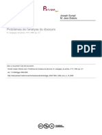 Sumpf Joseph, Dubois Jean. Problèmes de L'analyse Du Discours. in Langages, 4e Année, N°13, 1969. Pp. 3-7.