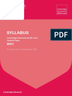 Syllabus: Cambridge International AS Level General Paper