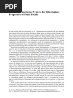 Flow and Functional Models For Rheological Properties of Fluid Foods