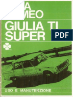 Libretto Uso e Manutenzione Alfa Romeo Giulia TI Super Ristampa Anastatica