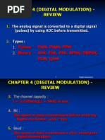 Chapter 4 (Digital Modulation) - Review: Pulses - PAM, PWM, PPM Binary - Ask, FSK, PSK, BPSK, DBPSK, PCM, Qam