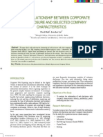 Study of Relationship Between Corporate Web Disclosure and Selected Company Characteristics