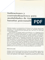 Indicaciones y Contraindicaciones para Modalidades de Tratamiento Basadas Psicoanaliticamente. Otto Kernberg