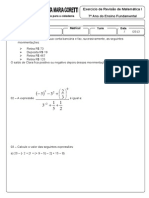 Reforço Matematica I - 7º Ano Lista 02