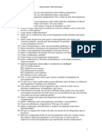 Questionário Microbiologia em PDF