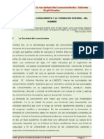 La Sociedad Del Conocimiento y La Formación Integral Del Hombre