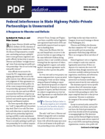 Federal Interference in State Highway Public-Private Partnerships Is Unwarranted