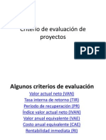 11 Criterio de Evaluación de Proyectos