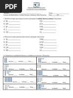 Examen de Las Unidad Decena Centena