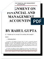 Assignment On Financial and Management Accounting