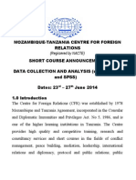 SHORT COURSE ANNOUNCEMENT: DATA COLLECTION AND ANALYSIS (Using STATA and SPSS)