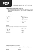 Worksheet On Exponential & Logarithm Differentiation