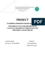 Trasabilitatea Parametrilor de Calitate in Tehnologia de Obtinere A Iaurturilor