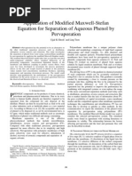 Application of Modified Maxwell-Stefan Equation For Separation of Aqueous Phenol by Pervaporation