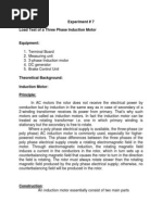 Experiment # 7 Load Test of A Three Phase Induction Motor