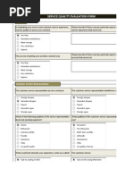 Service Quality Evaluation Form