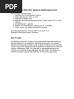 Methylene Blue Method For Aqueous Sulfide Measurement