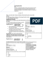 Mirror and Magnification Equation Note