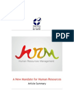 A New Mandate For Human Resources: Article Summary