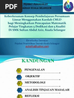 Keberkesanan Konsep Pembelajaran Persamaan Linear Menggunakan Kaedah CMLE5 