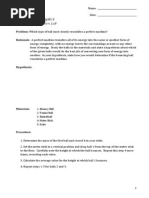 Science 10 Physics Worksheet 14 - Energy Conservation Lab