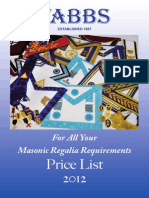 Price List: For All Your Masonic Regalia Requirements