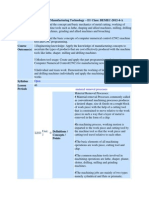 Course: ME 2252 - Manufacturing Technology - II - Class: BEMEC-2012-4-A Course Objective(s)