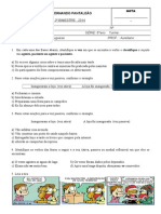 Lista de Exercícios - Revisão Do 1° Semestre - 8°ano Gabarito