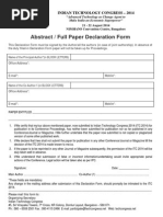 Full Paper Declaration Form - ITC 2014