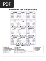 Calendar For Year 2014 (Australia) : January February March