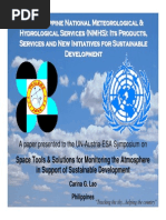 The Philippine National Meteorological & Hydrological Services (NMHS) : Its Products, Services and New Initiatives For Sustainable Development